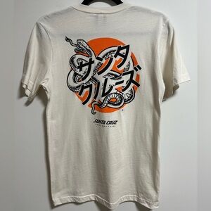 Santa Cruz Skateboards White and Orange Graphic Snake Tee